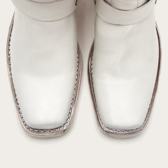 Frye Harness 8R White Distressed Cowboy Calf Boots - Picture 3 of 16